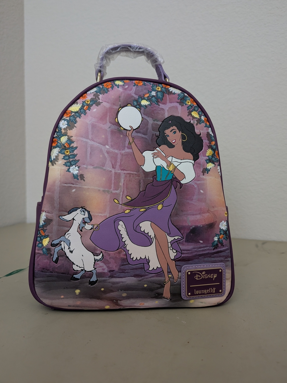 Disney x Loungefly Purple Esmeralda Mini Backpack with Floral Accents